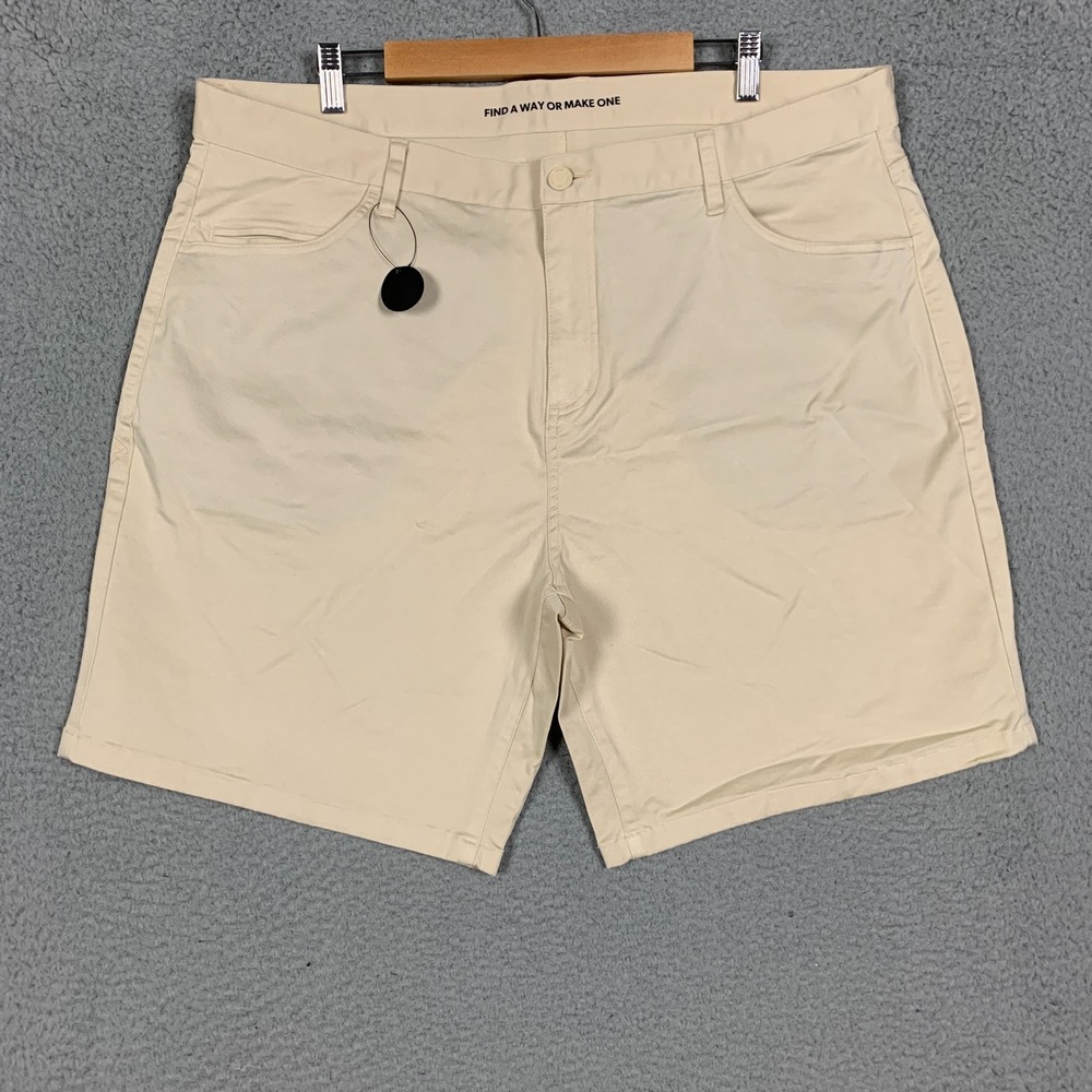 Rhone Everyday Shorts Men's 40 Cream Stretch Twill 8"In Casual 5 Pocket Chino